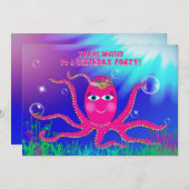 Birthday Party Invitation, Sassy Octopus Kaart (Voorkant / Achterkant)