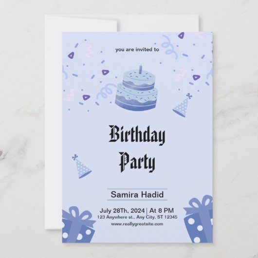 Birthday Party Invitation Save The Date (Voorkant)