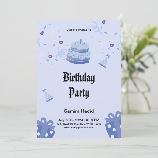 Birthday Party Invitation Save The Date (Staand voorkant)