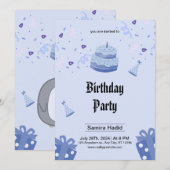 Birthday Party Invitation Save The Date (Voorkant / Achterkant)