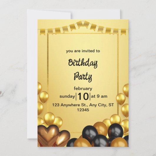 Birthday Party Invitation Save The Date (Voorkant)