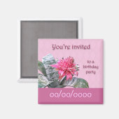 Birthday Party Invitation Save the Date Bromeliad Magneet (Voorkant / Achterkant)