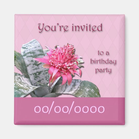 Birthday Party Invitation Save the Date Bromeliad Magneet (Voorkant)