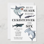 Birthday Party Invitation Shark Pool Swimming Kaart (Voorkant)