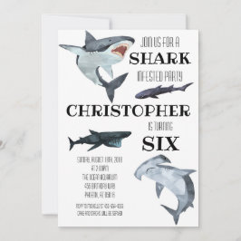 Birthday Party Invitation Shark Pool Swimming Kaart