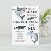 Birthday Party Invitation Shark Pool Swimming Kaart (Staand voorkant)