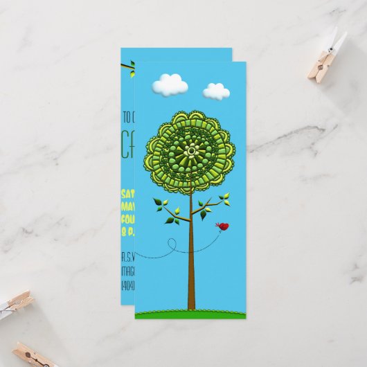 Birthday Party Invitation Sjabloon Kaart (Voorkant / Achterkant in situ)