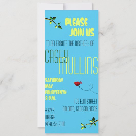 Birthday Party Invitation Sjabloon Kaart (Achterkant)