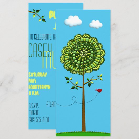 Birthday Party Invitation Sjabloon Kaart (Voorkant / Achterkant)