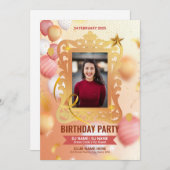 Birthday Party Invitation Sjabloon Kaart (Voorkant / Achterkant)