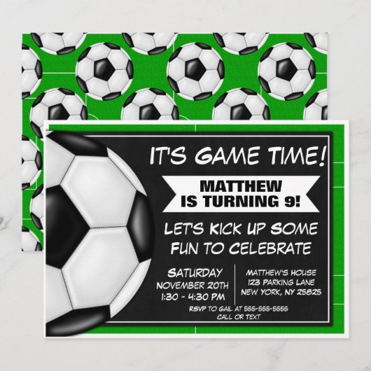 Birthday Party Invitation Soccer Fans Kaart (Voorkant / Achterkant)