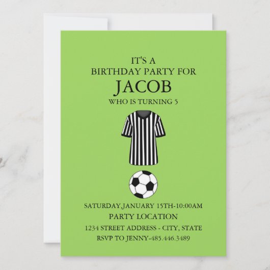 Birthday Party Invitation Soccer Theme Kaart (Voorkant)