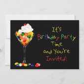 Birthday Party Invitation , Sundae Jelly Beans Kaart (Voorkant)