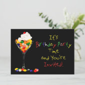Birthday Party Invitation , Sundae Jelly Beans Kaart (Staand voorkant)