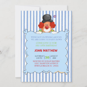 Birthday Party Invitation van Clown Holding Sign Kaart
