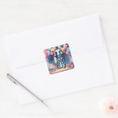 Birthday Party Invitation Vierkante Sticker (Envelop)