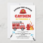 Birthday Party Invitation vuurvechtvrachtwagen Kaart (Voorkant)