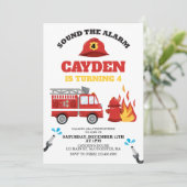 Birthday Party Invitation vuurvechtvrachtwagen Kaart (Staand voorkant)