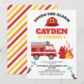 Birthday Party Invitation vuurvechtvrachtwagen Kaart (Voorkant / Achterkant)