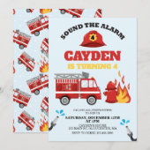 Birthday Party Invitation vuurvechtvrachtwagen Kaart (Voorkant / Achterkant)