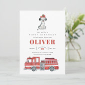 Birthday Party Invitation vuurvechtvrachtwagen Kaart (Staand voorkant)