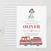 Birthday Party Invitation vuurvechtvrachtwagen Kaart (Voorkant / Achterkant)