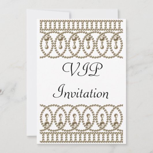 Birthday Party Invitation White Gold VIP Kaart (Voorkant)