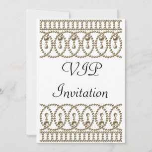 Birthday Party Invitation White Gold VIP Kaart