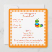 Birthday Party Invitation with Cartoon Bookworm Kaart (Achterkant)