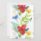 Birthday Party Invitation with Waterverf Flowers Kaart (Achterkant)