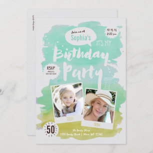 Birthday Party Invitation Women Waterverf Kaart