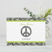 Birthday party Invitation Zebra Print Sign Kaart (Staand voorkant)