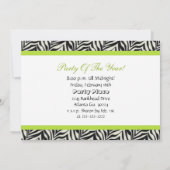Birthday party Invitation Zebra Print Sign Kaart (Achterkant)