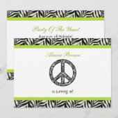 Birthday party Invitation Zebra Print Sign Kaart (Voorkant / Achterkant)