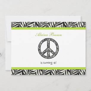 Birthday party Invitation Zebra Print Sign Kaart