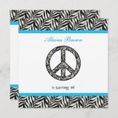 Birthday party Invitation Zebra Print Sign Kaart (Voorkant / Achterkant)