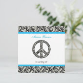 Birthday party Invitation Zebra Print Sign Kaart (Staand voorkant)