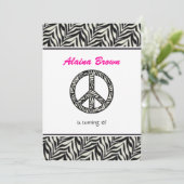 Birthday party Invitation Zebra Print Sign Kaart (Staand voorkant)