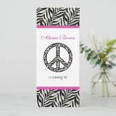 Birthday party Invitation Zebra Print Sign Kaart (Staand voorkant)