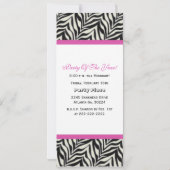 Birthday party Invitation Zebra Print Sign Kaart (Achterkant)
