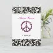 Birthday party Invitation Zebra Print Sign Kaart (Staand voorkant)