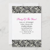 Birthday party Invitation Zebra Print Sign Kaart (Achterkant)