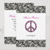Birthday party Invitation Zebra Print Sign Kaart (Voorkant / Achterkant)