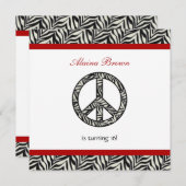 Birthday party Invitation Zebra Print Sign Kaart (Voorkant / Achterkant)