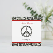 Birthday party Invitation Zebra Print Sign Kaart (Staand voorkant)