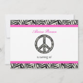 Birthday party Invitation Zebra Print Sign Kaart (Voorkant)