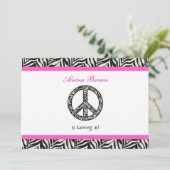 Birthday party Invitation Zebra Print Sign Kaart (Staand voorkant)