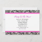 Birthday party Invitation Zebra Print Sign Kaart (Achterkant)