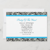 Birthday party Invitation Zebra Print Sign Kaart (Achterkant)