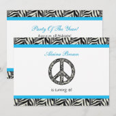 Birthday party Invitation Zebra Print Sign Kaart (Voorkant / Achterkant)
